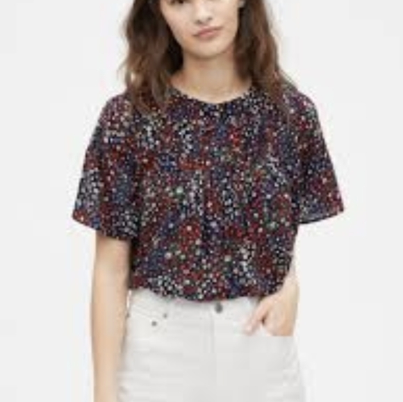 GAP - Red, white and blue floral pintuck blouse - Picture 4 of 4